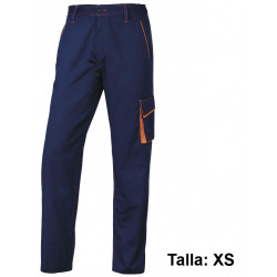 Pantalón de trabajo deltaplus panostyle, talla xs, azul marino/naranja