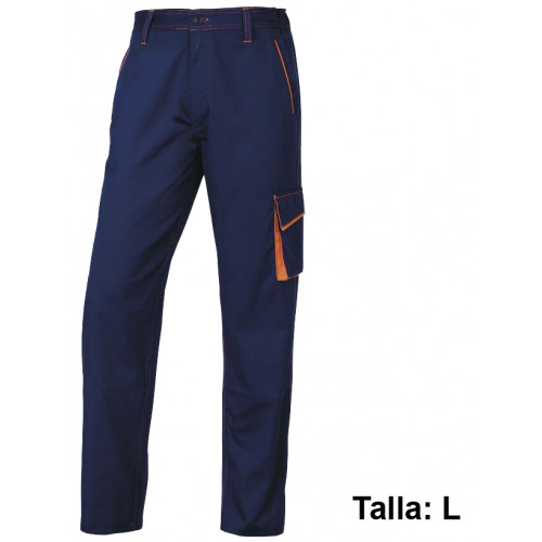 Pantalón de trabajo deltaplus panostyle, talla l, azul marino/naranja