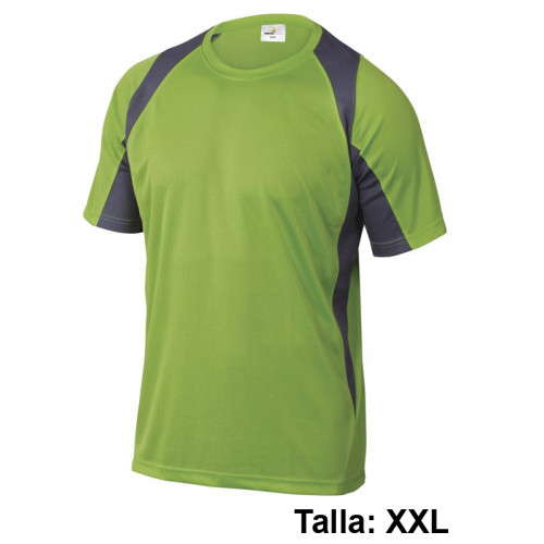 Camiseta de manga corta deltaplus bali, talla xxl, verde/gris