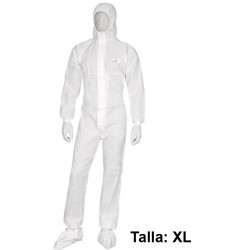 Buzo con capucha elástica deltaplus dt221, talla xl, color blanco.