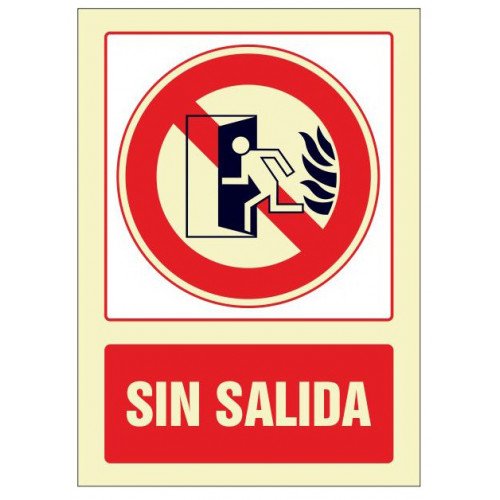 Pictograma de señalización en pvc fotoluminiscente syssa, 210x297 mm. sin salida