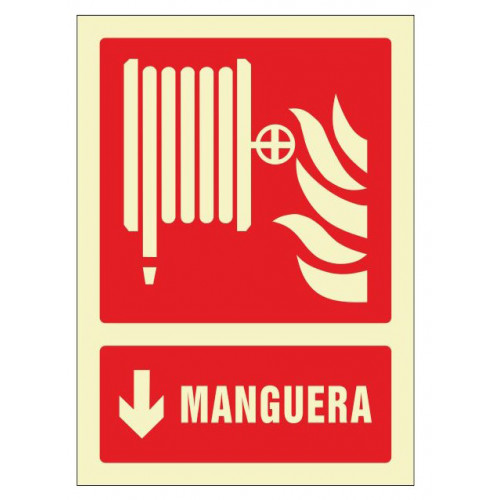Pictograma de señalización en pvc fotoluminiscente syssa, 210x297 mm. manguera