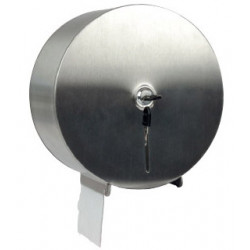 Dispensador de papel higiénico industrial jumbo en acero inoxidable q-connect, 115x254x265 mm.