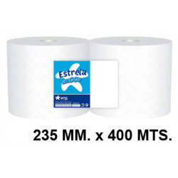 Bobina de papel secamanos industrial amoos profesional, 100% pura celulosa, 2 capas, 235 mm. x 400 mts. pack de 2 uds.