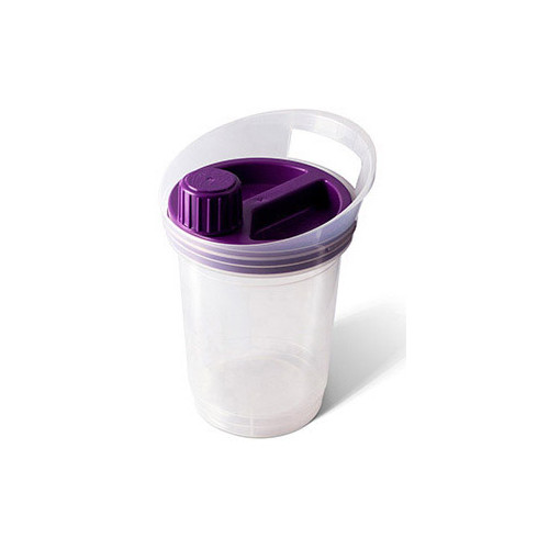 Contenedor de plástico con asa para pilas cep de 192x202x275 mm. 3 litros. color transparente / morado.