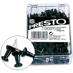 Aguja de señalizar con cabeza de plástico q-connect presto, negro, caja de 100 uds.