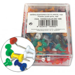 Aguja de señalizar con cabeza de plástico q-connect presto, colores surtidos, caja de 100 uds.