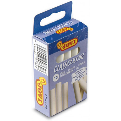 Tiza antipolvo jovi classcolor, color blanco, caja de 10 uds.