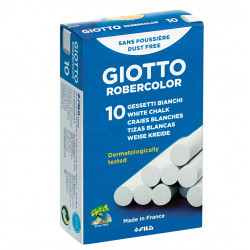 Tiza antipolvo giotto robercolor, color blanco, caja de 10 uds.