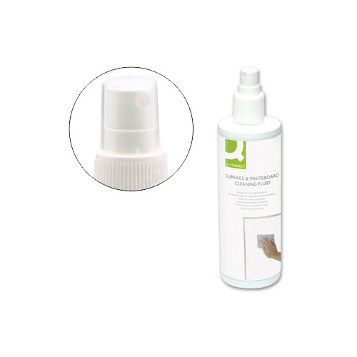 Spray limpiador para pizarra blanca q-connect, bote de 250 ml.