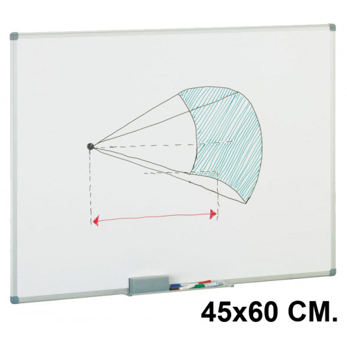 Pizarra de melamina blanca con marco de aluminio faibo, 45x60 cm.