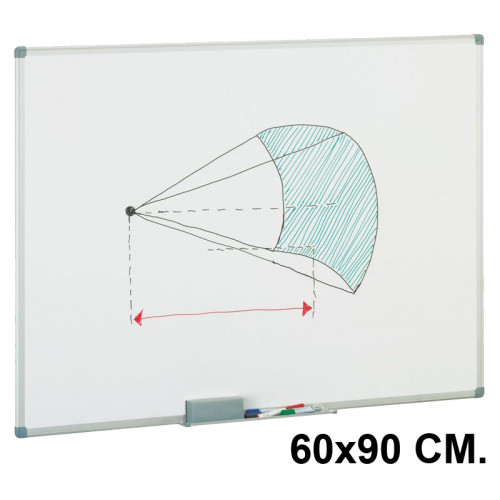 Pizarra de melamina blanca con marco de aluminio faibo, 60x90 cm.