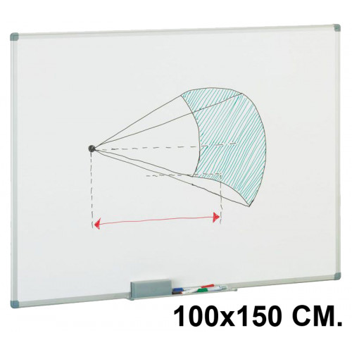 Pizarra de melamina blanca con marco de aluminio faibo, 100x150 cm.