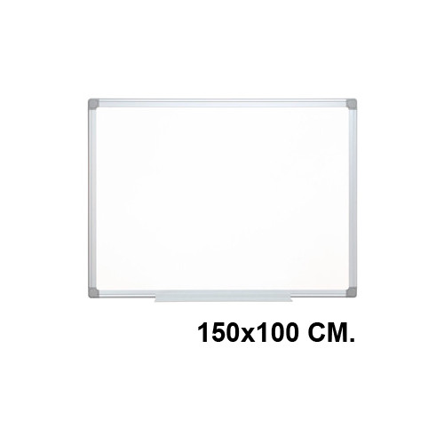 Pizarra de acero lacado blanco con marco de aluminio q-connect, 150x100 cm.