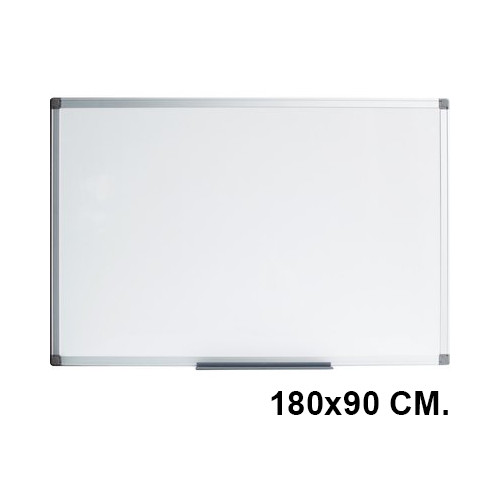 Pizarra de acero magnético blanco con marco de aluminio nobo premium plus, 180x90 cm.