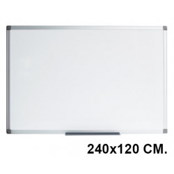 Pizarra de acero magnético blanco con marco de aluminio nobo premium plus, 240x120 cm.