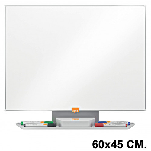 Pizarra de acero vitrificado blanco con marco de aluminio nobo premium plus, 60x45 cm.