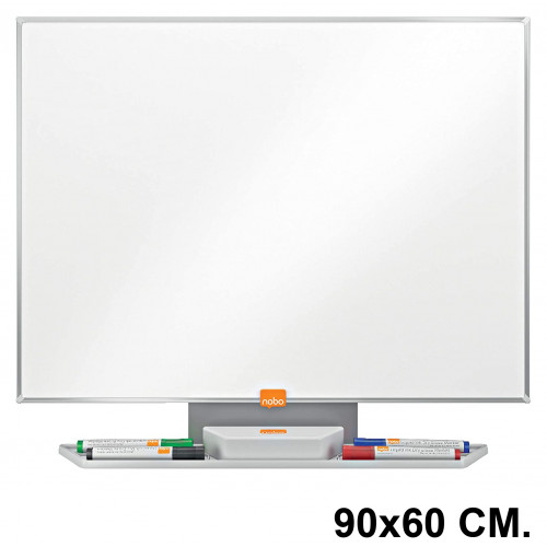 Pizarra de acero vitrificado blanco con marco de aluminio nobo premium plus, 90x60 cm.