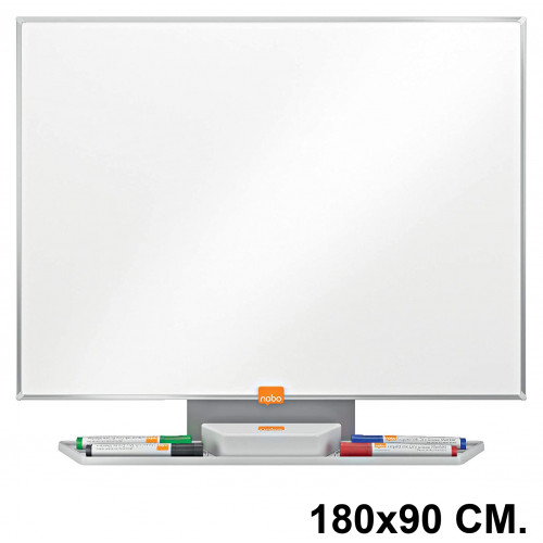 Pizarra de acero vitrificado blanco con marco de aluminio nobo premium plus, 180x90 cm.