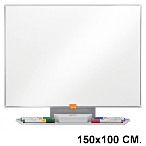 Pizarra de acero vitrificado blanco con marco de aluminio nobo premium plus, 150x100 cm.