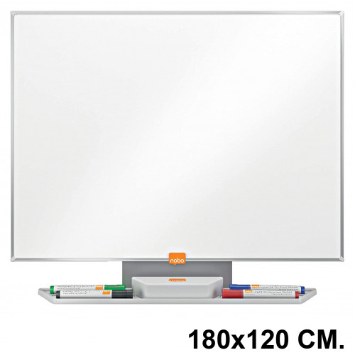 Pizarra de acero vitrificado blanco con marco de aluminio nobo premium plus, 180x120 cm.