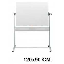 Pizarra de acero vitrificado blanco volteable con marco de aluminio nobo classic en formato 120x90 cm.