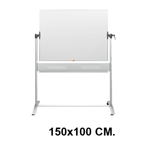 Pizarra de acero vitrificado blanco volteable con marco de aluminio nobo classic, 150x100 cm.