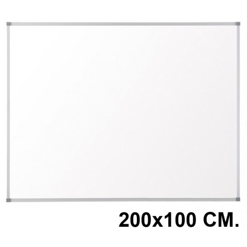 Pizarra laminada blanca con marco de aluminio q-connect, 200x100 cm.