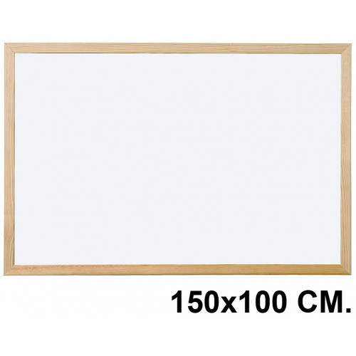 Pizarra laminada blanca con marco de madera de pino q-connect en formato 150x100 cm.