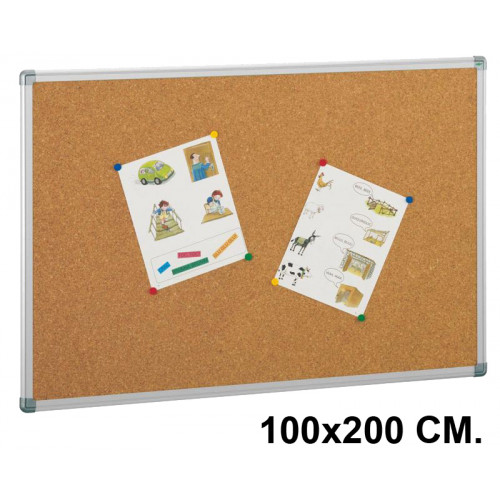 Tablero de corcho con marco de aluminio faibo, 100x200 cm.