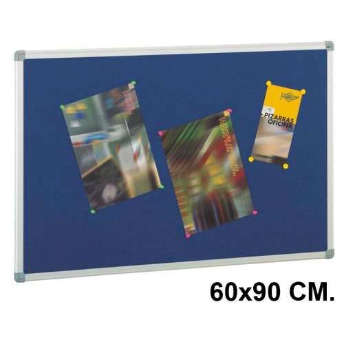 Tablero de corcho tapizado en textil con marco de aluminio faibo de 45x60 cm.