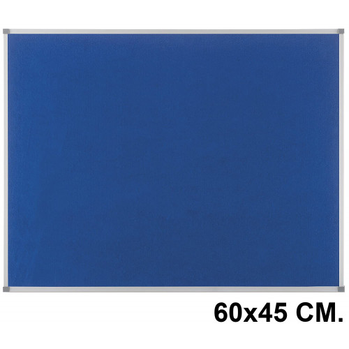 Tablero de fieltro con marco de aluminio nobo essence, 60x45 cm. azul