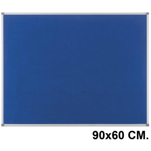 Tablero de fieltro con marco de aluminio nobo classic en formato 90x60 cm. color azul.
