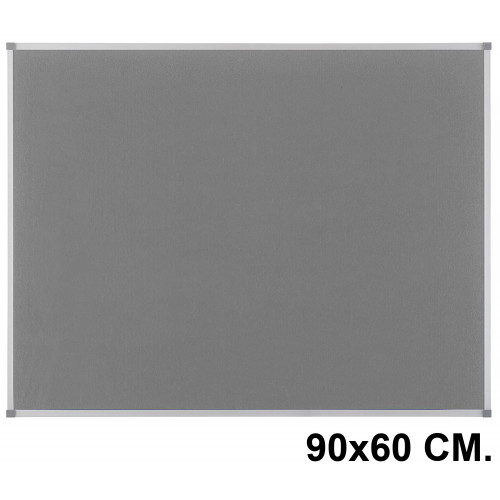 Tablero de fieltro con marco de aluminio nobo essence, 90x60 cm. gris