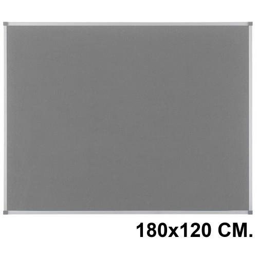 Tablero de fieltro con marco de aluminio nobo essence, 180x120 cm. gris