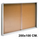Vitrina de anuncios con fondo de corcho natural y marco de aluminio q-connect, 200x100 cm.