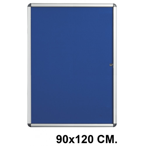 Vitrina de anuncios con fondo de fieltro y marco de aluminio q-connect, 90x120 cm. azul