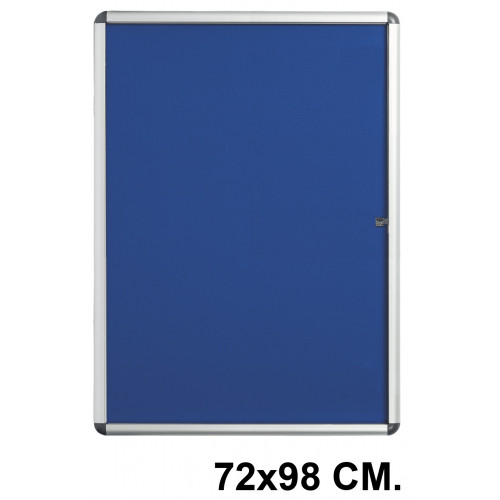 Vitrina de anuncios con fondo de fieltro y marco de aluminio q-connect, 72x98 cm. azul