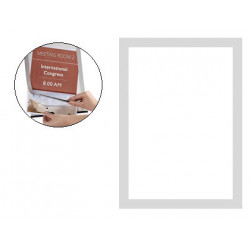 Marco informativo magnético con adhesivo removible q-connect, din a4, plata, pack de 2 uds.