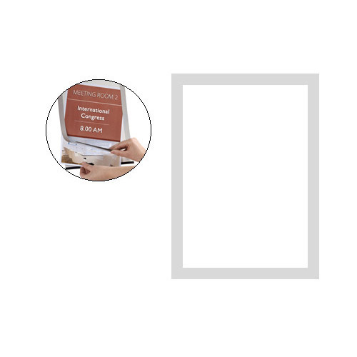 Marco informativo magnético con adhesivo removible q-connect, din a4, plata, pack de 2 uds.