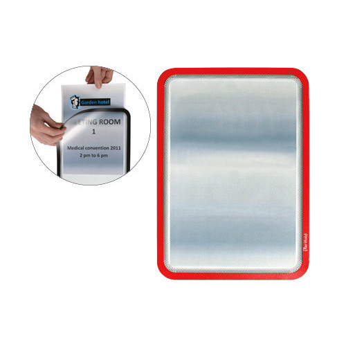 Marco informativo tarifold magneto adhesive en formato din a-4, color rojo, pack de 2 uds.