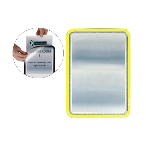 Marco informativo tarifold magneto adhesive en formato din a-4, color amarillo, pack de 2 uds.