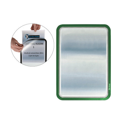 Marco informativo tarifold magneto adhesive en formato din a-4, color verde, pack de 2 uds.