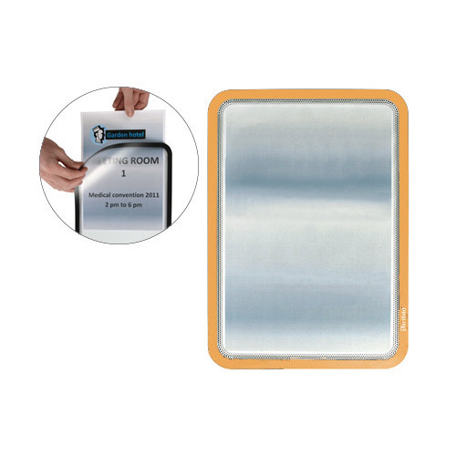 Marco informativo tarifold magneto adhesive en formato din a-4, color naranja, pack de 2 uds.
