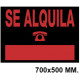 Cartel anunciador " se alquila " archivo 2000 en formato 700x500 mm. color naranja fluorescente / negro.