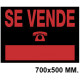 Cartel anunciador " se vende " archivo 2000 en formato 700x500 mm. color naranja fluorescente / negro.