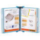 Clasificador de pared metálico con 10 fundas en polipropileno tarifold candy line en formato din a-4, color turquesa.
