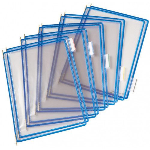Funda en pvc con pivotes metálicos tarifold en formato din a-4 vertical, color azul, pack de 10 uds.