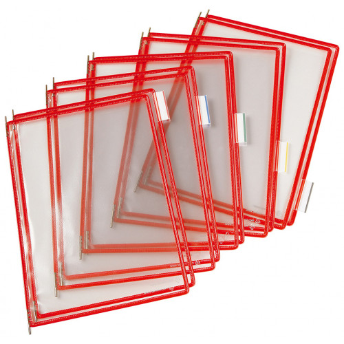 Funda en pvc con pivotes metálicos tarifold en formato din a-4 vertical, color rojo, pack de 10 uds.