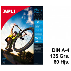 Papel inkjet apli photobasic glossy, din a4, 135 grs/m². caja de 60 hojas